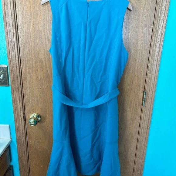 WHBM dress NWT 20W aqua teal flare sleeveless floppy hem alone dress oasis color - Picture 8 of 14
